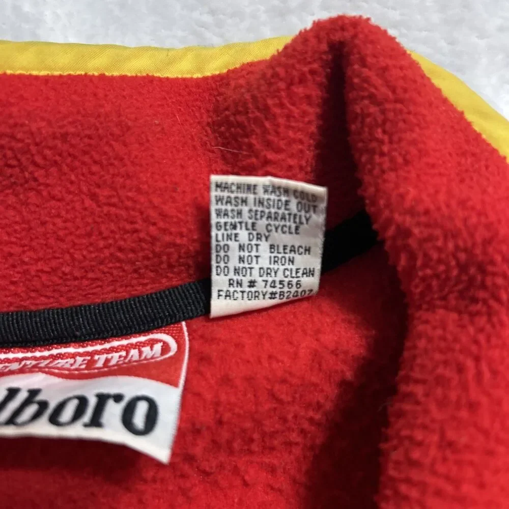 VTG 90's Marlboro Fleece Pullover Sweatshirt  1/4 Snap Red Mens XL WITH FLAW